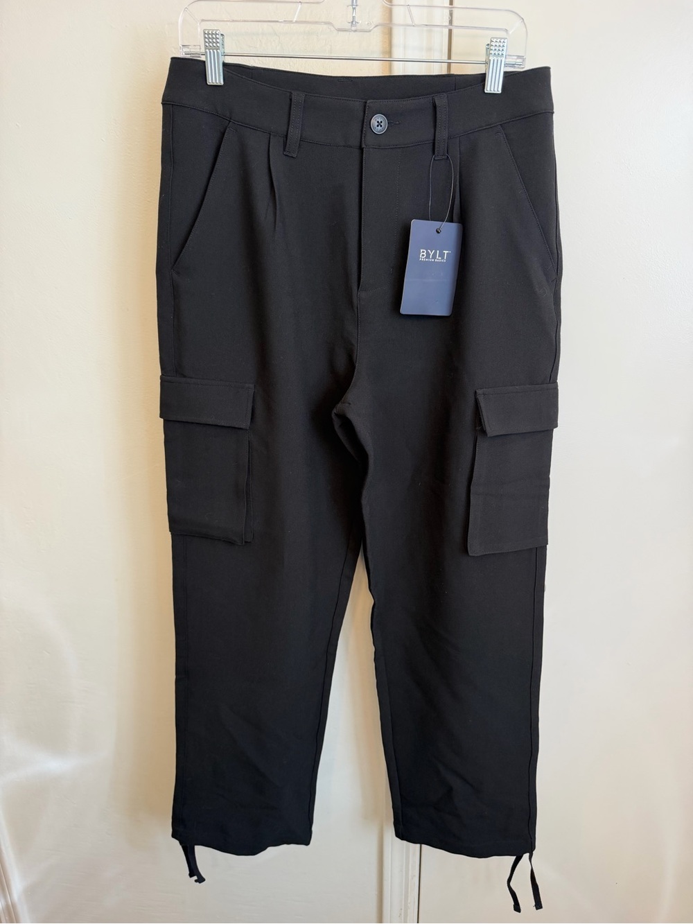 NWT BYLT Premium Basics Black Women's Cargo Pants Size Large